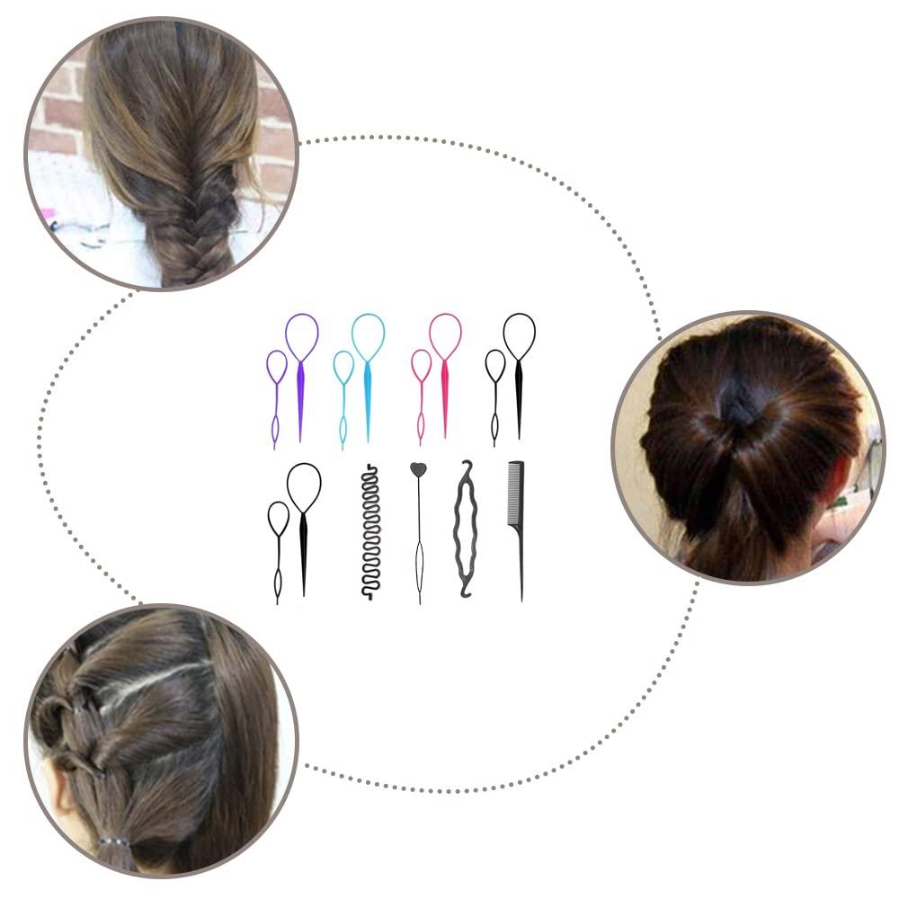 YANCAIYUNL 14 Pcs Topsy Tail Hair Tools Simple Fast Hair Braiding Tools French Hair Styling Tools for Women and Girls Fixing and Decorating Hairstyles