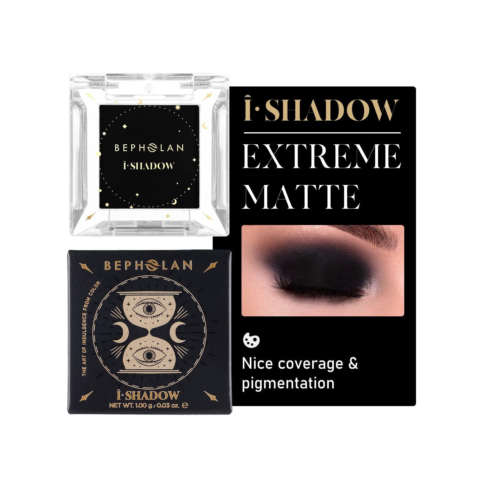 BEPHOLAN BEPHOLAN Single Matte Black Eyeshadow Palette,Black Blush,Cake Eyeliner Powder Goth Makeup Eyeshadow, Black Gothic Vampire Blood Makeup,Black Rose