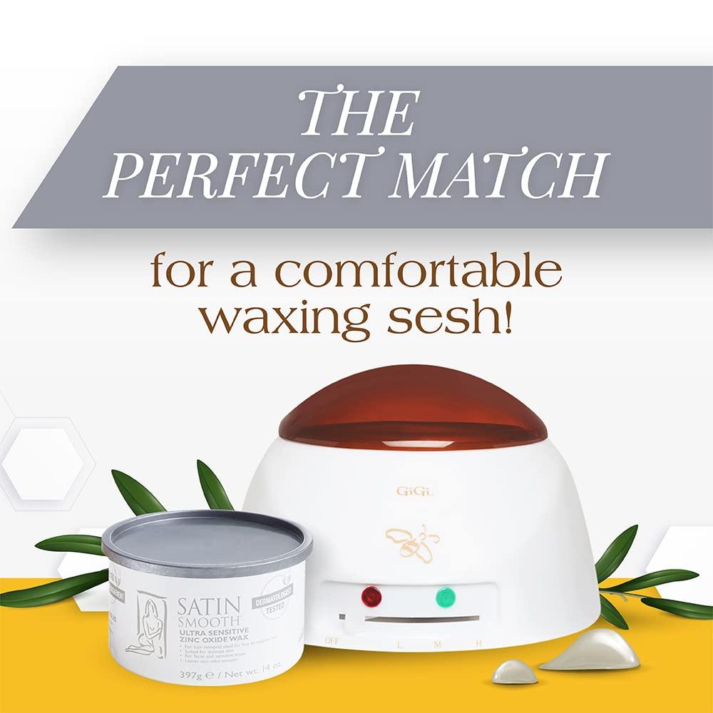 GiGi GiGi Multi-Purpose Hair Removal Wax Warmer Kit, 14 oz AND Satin Smooth Zinc Oxide Hair Removal Wax 14oz.