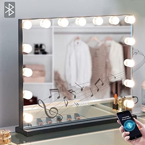 Large vanity mirror with deals lights and bluetooth