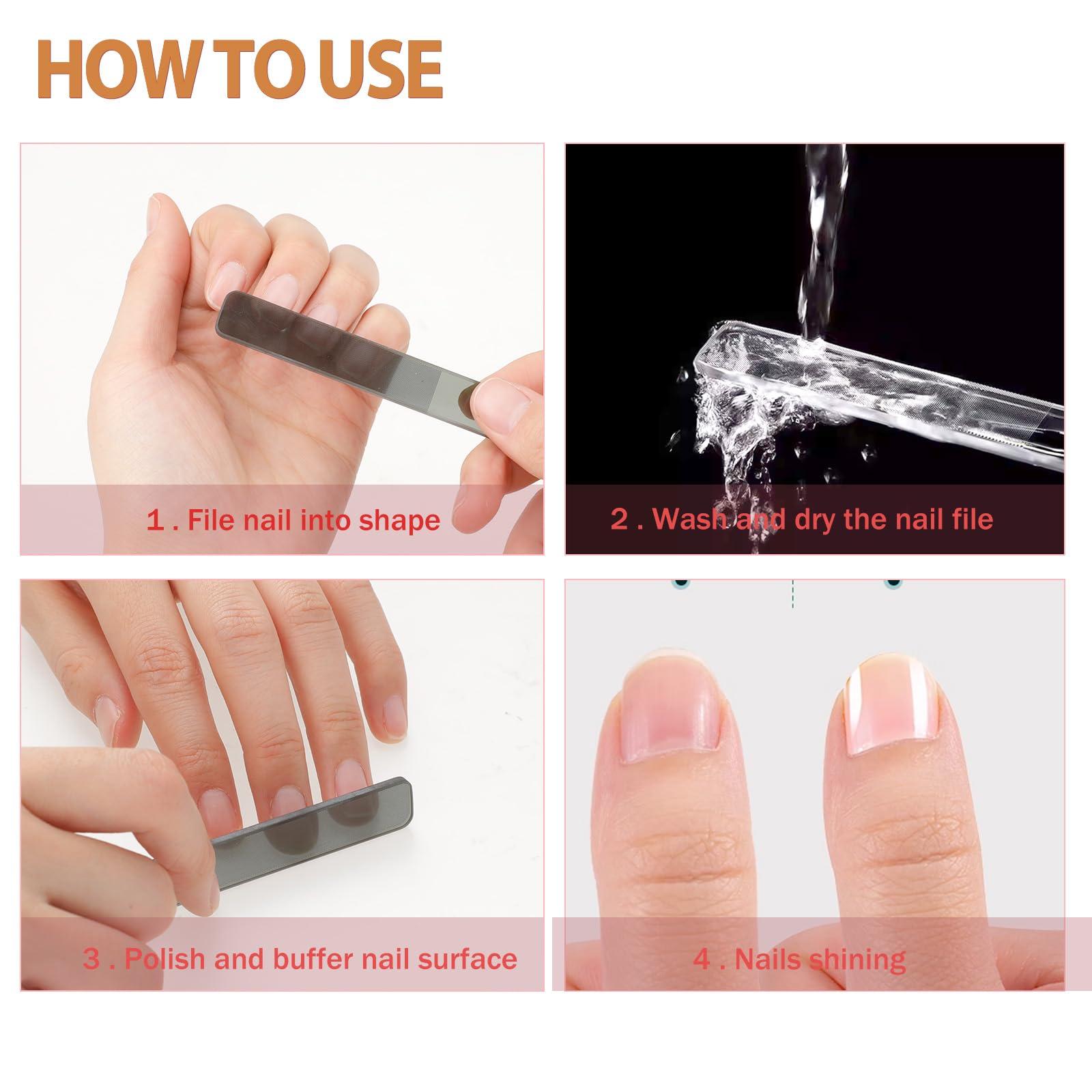 Xthrotsenk 6 Pack Nano Shiner Files Glass Nail Buffer Glass Nail File for Natural Nails, Nano Crystal Polishing Nail Files, Glass Nail File Buffing with Case, Professional Manicure Tools for Home Salon