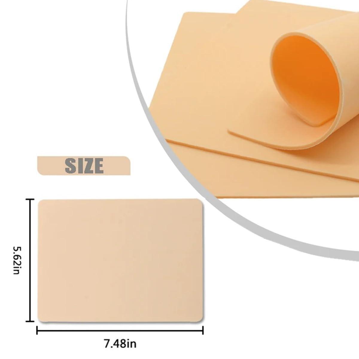 Yuelong Blank Tattoo Skin Practice - Yuelong 10Pcs Double Sides Fake Skin Soft Silicone Pads 7.4x5.6\" Tattooing Microblading or lips practice skin for Beginners and Experienced Tattoo Artists