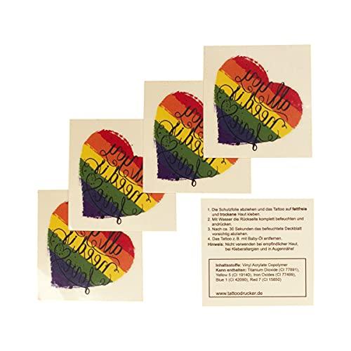 Tattoodrucker 10 x Heart Rainbow Tattoo- All you need is Love - CSD Tattoo - Heart Rainbow Tattoo Flag (10)
