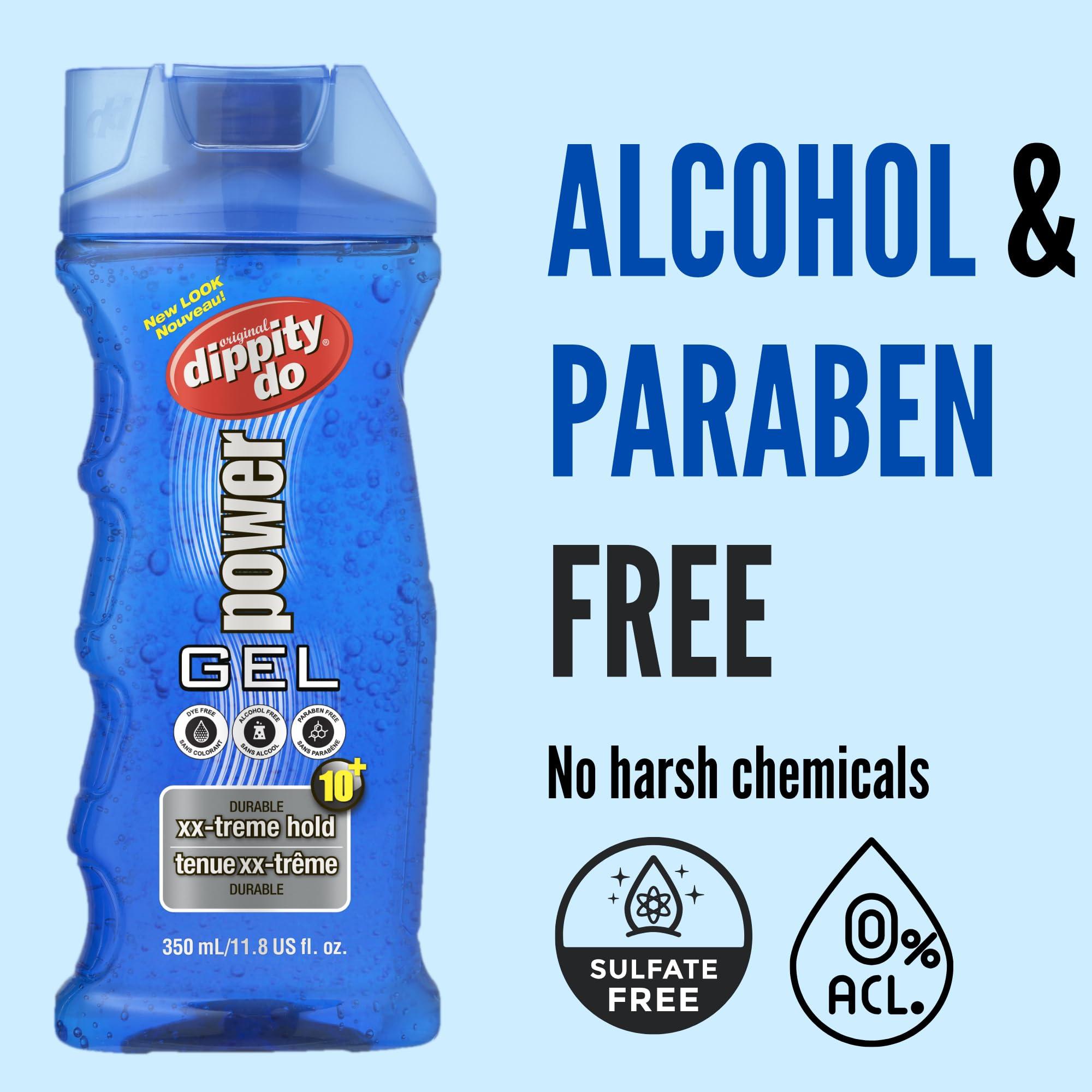 Dippity Do Dippity Do Power Gel - Men\'s Strong Hold Hair Gel - High Shine, Natural Feel and Non-Flaking - Formulated with Panthenol, Argan Oil, Olive Oil and Tea Tree Oil - 350 mL/11.8 fl oz