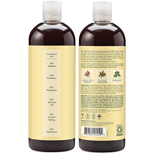 SheaMoisture Shea Moisture Jamaican Black Castor Oil Strengthen & Restore Shampoo, Shea Butter, Peppermint & Apple Cider Vinegar, Sulfate Free, Natural, Chemically Processed Hair, Family Size, 16 Fl Oz