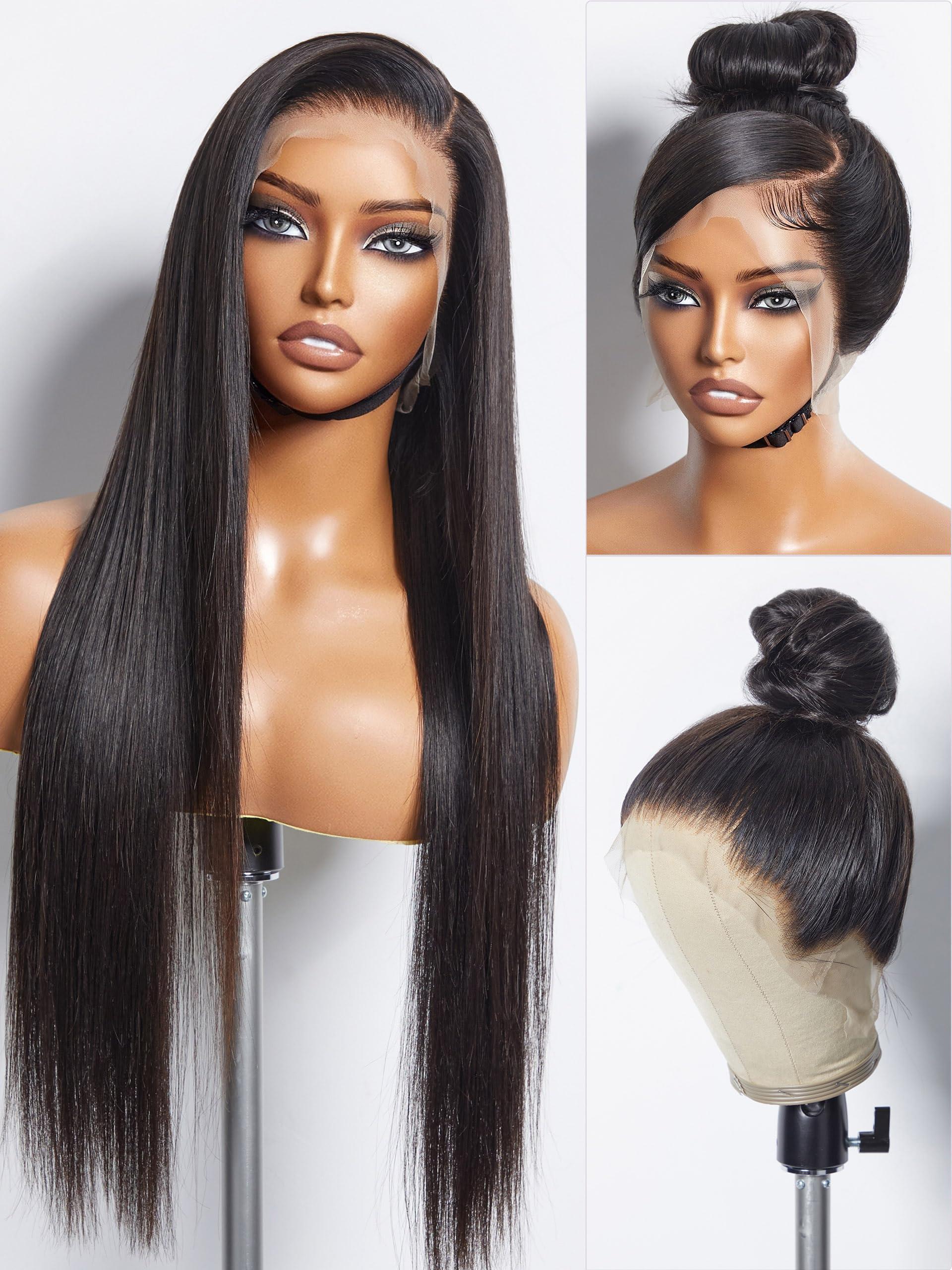 LUVME HAIR LUVME HAIR 22\'\' Straight 360 Full Lace Wig Lace Front Wigs Human Hair 360 Lace Frontal Glueless Human Hair Wig Pre Plucked Long Straight Black Wig For Women