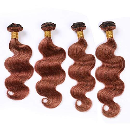 Tony beauty hair Tony Beauty Hair Copper Red Hair Bundles and Closure Body Wave Virgin Hair Weaves Dark Auburn Brazilian Human Hair 4 Bundles with Lace Closure 4x4" Pure 33 Reddish Brown (24 26 28 30 with 22)