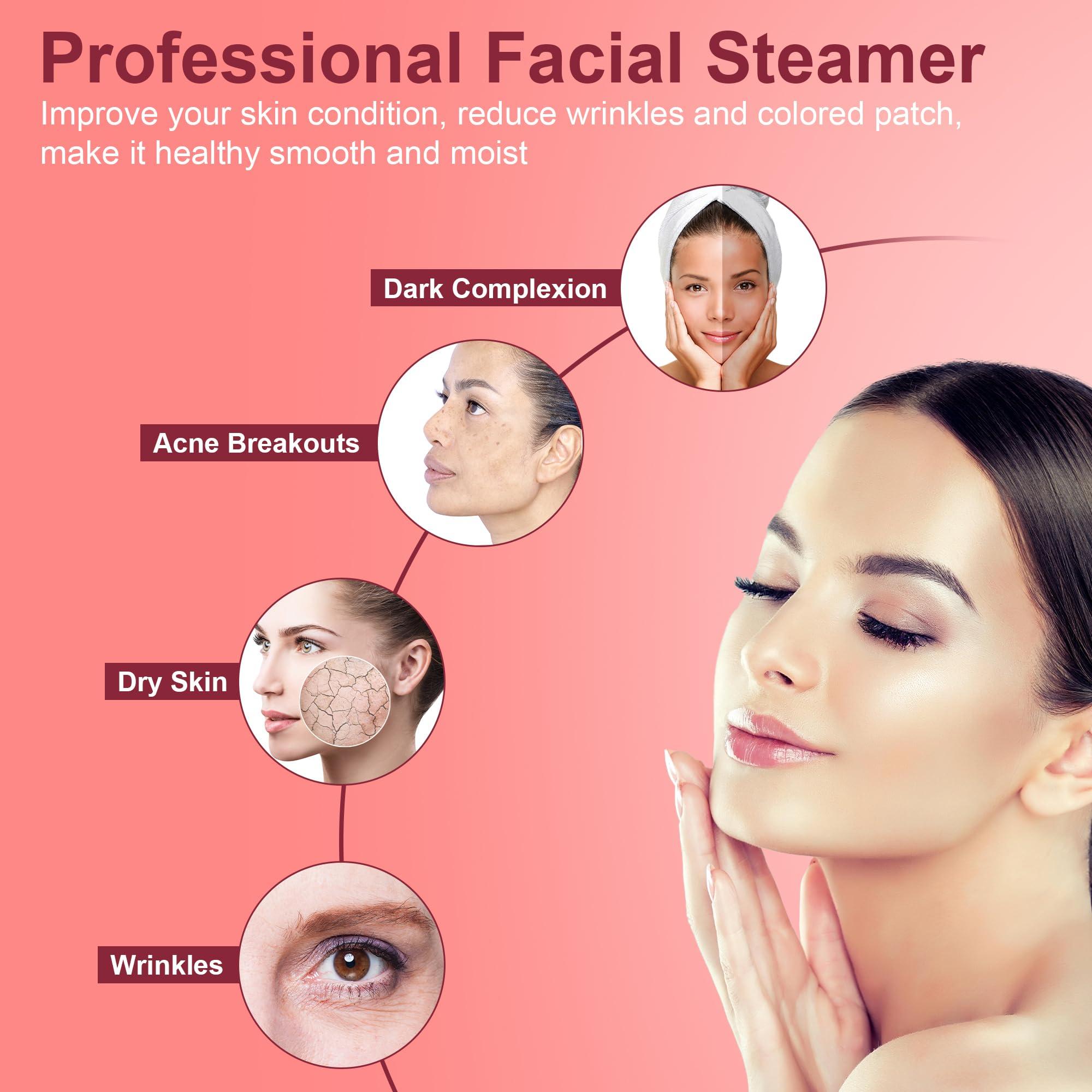 Epetlover Epetlover Facial Steamer On Wheels Professional Face Steamer Machine for Home Spa Facial Deep Cleaning, Ionic Ozone Hot Mist Skin Care Equipment with Stand