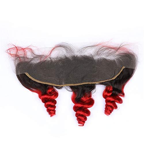 General Malaysian Ombre Loose Wave Bundles with Closure Frontal Loose Wavy Mixed Length 13 with 4 Inches Virgin Ombre Hair Bundles with Closure #1B/#Red