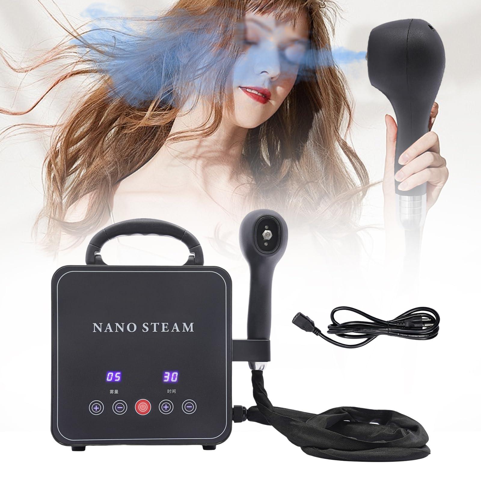DUYIWAA Hair Steamer for Hair Portable Hair Steamer for Black Hair, Removable Nozzle Hair Steamer, Adjustable Mist & Timer, Multifunction Hair Steamer Nano Hair Steamer for Deep Conditioning