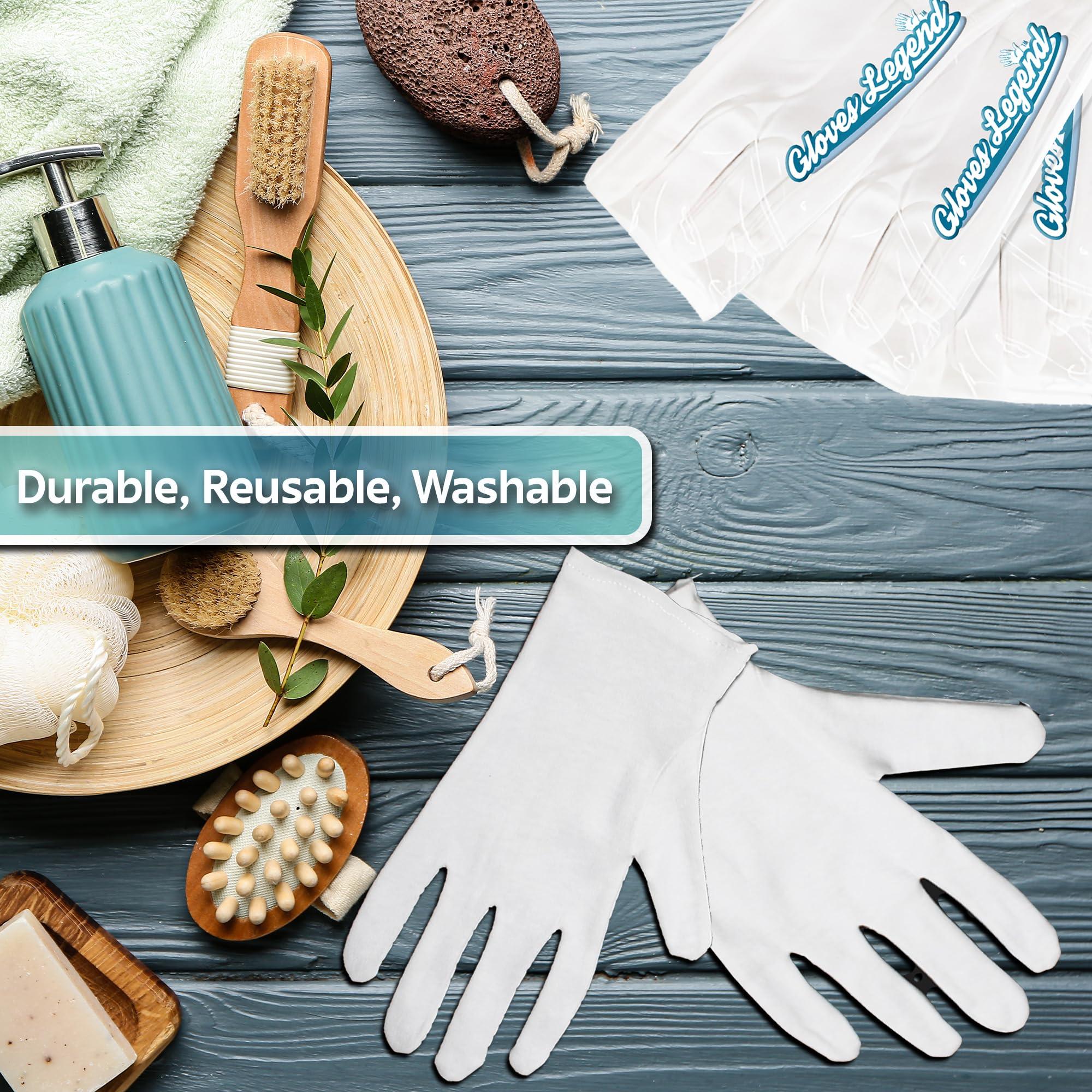 Gloves Legend 12 Pairs - Small - Gloves Legend Cotton Moisturizing Gloves for Dry Hands - White Sleeping Gloves for Nighttime Care, Women's Size