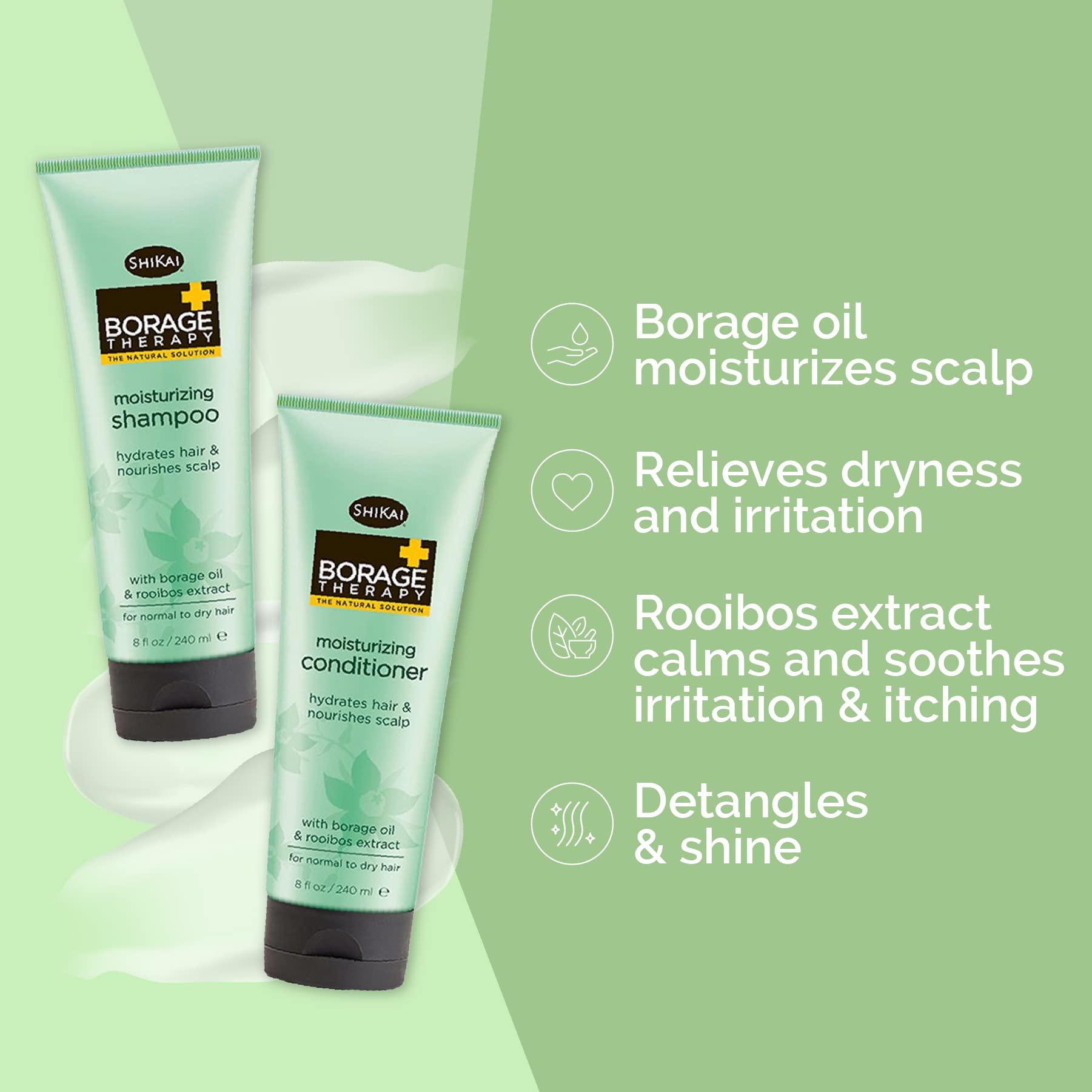 ShiKai ShiKai Borage Shampoo & Conditioner Set, 8 oz (2-Pack) - Rich in Botanicals, Helps Relieve and Moisturize Dry Scalp & Hair, Softens and Detangles, Sulfate-Free, Paraben-Free, Gluten-Free