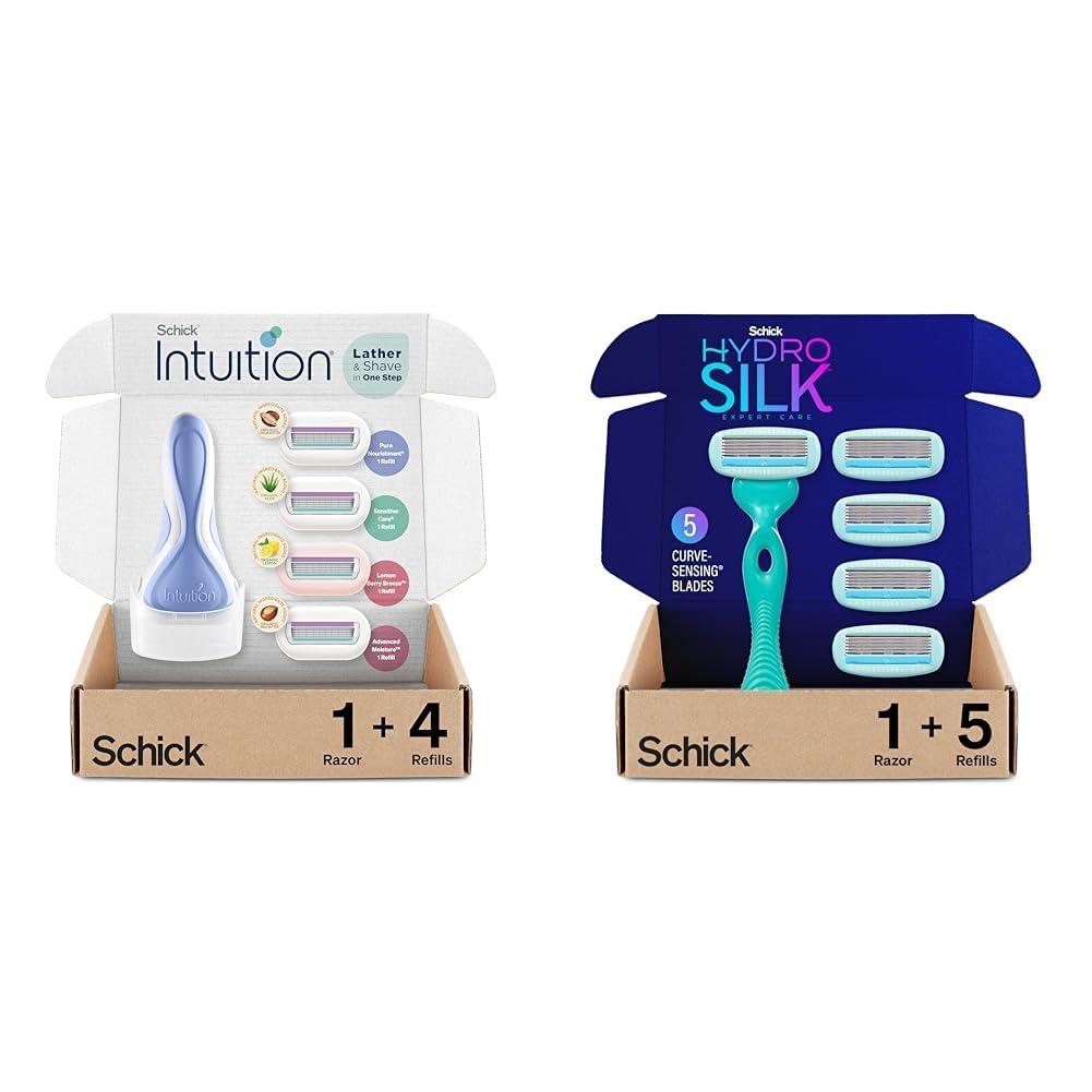 INTUITION INTUITION Schick Women's Razor Variety Pack with 1 Handle & 4 Intuition Blades & 1 Schick Hydro Silk Sensitive Skin Razor with 5 Moisturizing Blades