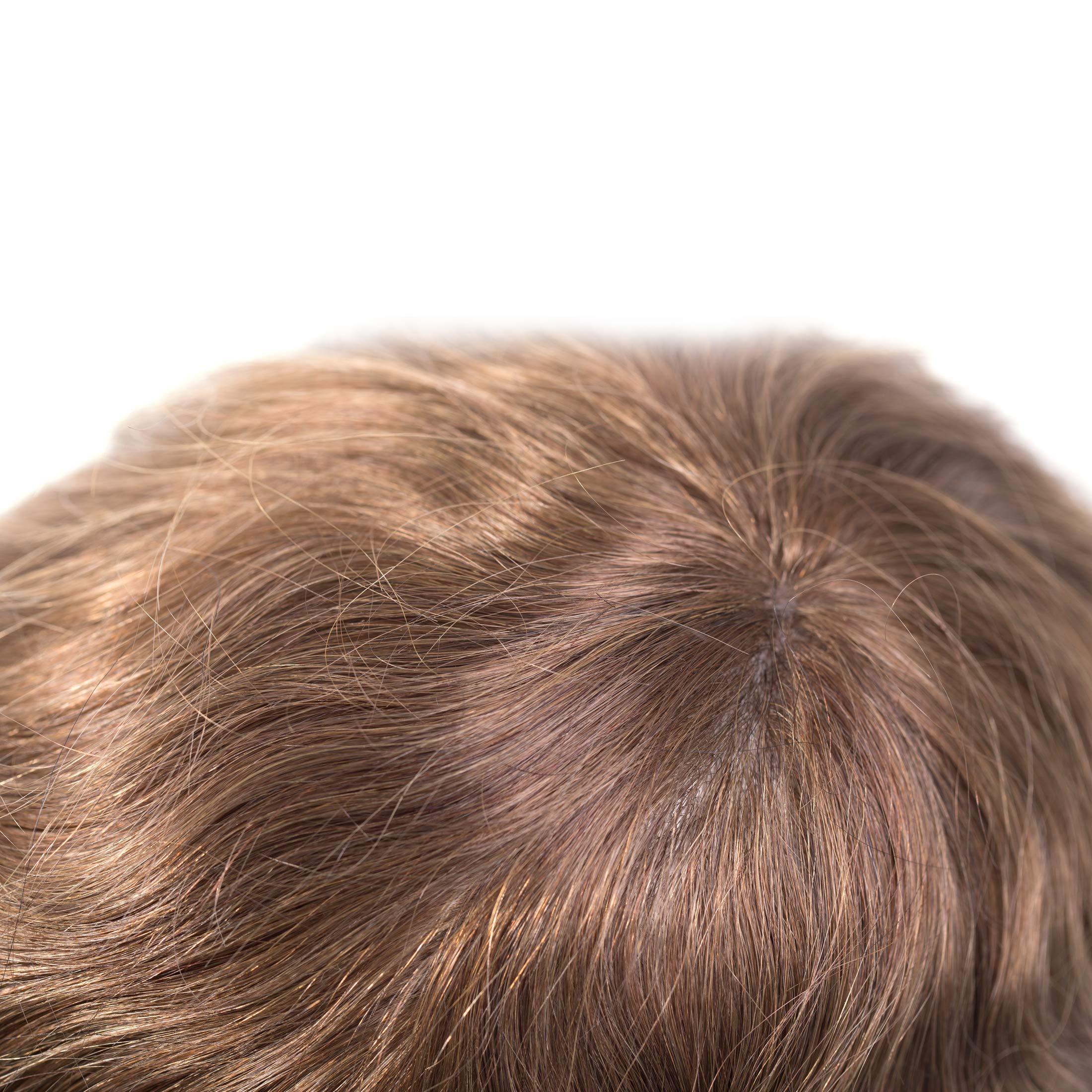 Superhairpieces Superhairpieces NM101 Long-Lasting Men\'s Toupee Hairpiece for Men, 0.2mm thin 8\"x10\" PU Skin with 100-110% Premium Indian Remy Human Hair Toupee Wig for Men (Dark Ash Blonde + 60% Synthetic Grey Hair)