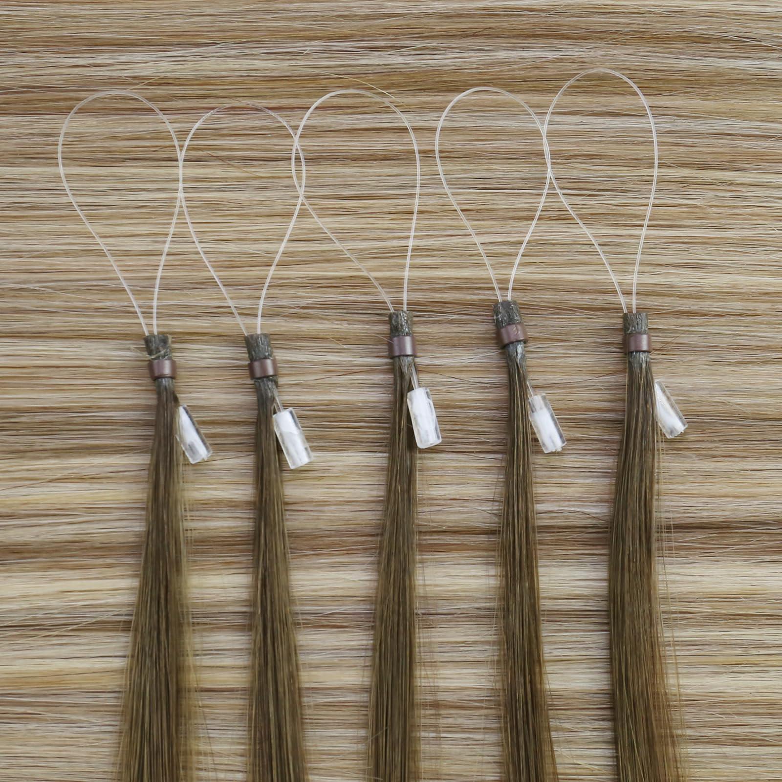 Moresoo Moresoo Micro Link Hair Extensions Ombre Dark Brown to Blonde Micro Loop Human Hair Extensions Balayage Brown Straight Microlink Hair Extensions Human Hair 14 Inch 50G/50S