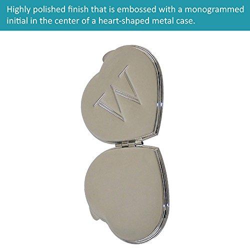 Ganz Ganz Compact Purse Mirror with Dual View, Monogram W in Center of Heart-Shape Metal Case.