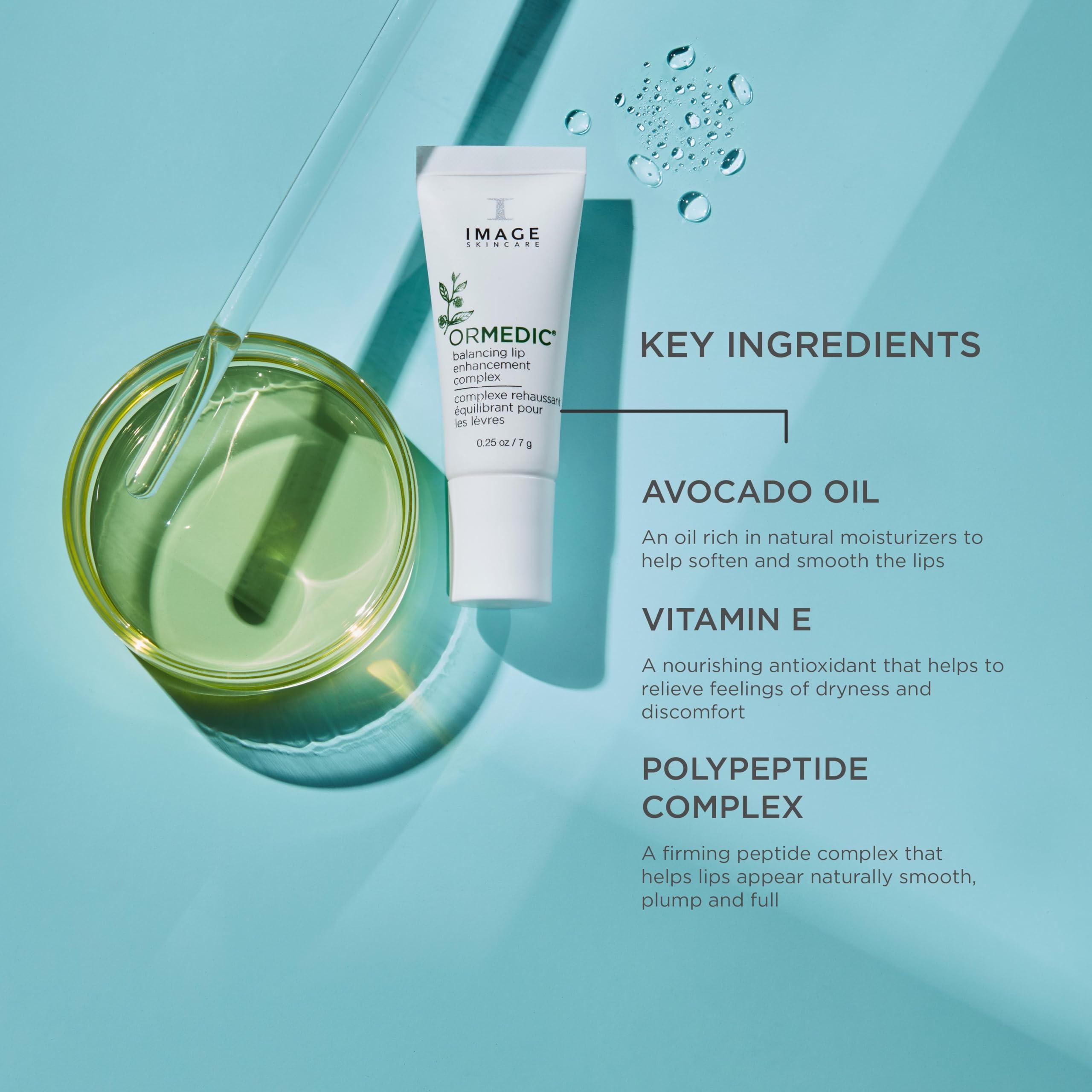 IMAGE Skincare IMAGE Skincare Ormedic Balancing Facial Cleanser + pH Balancing Lip Enhancement Complex, Mild Face Wash and Deep Hydration Lip Plumper for Fuller Lips, 1.7 oz + 0.5 oz