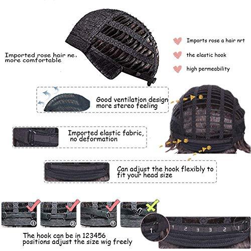 Kaneles Kaneles Mens Brown Wig Short Curly Fluffy Synthetic Halloween Cosplay Hair Wig for Male Guy (Brown)