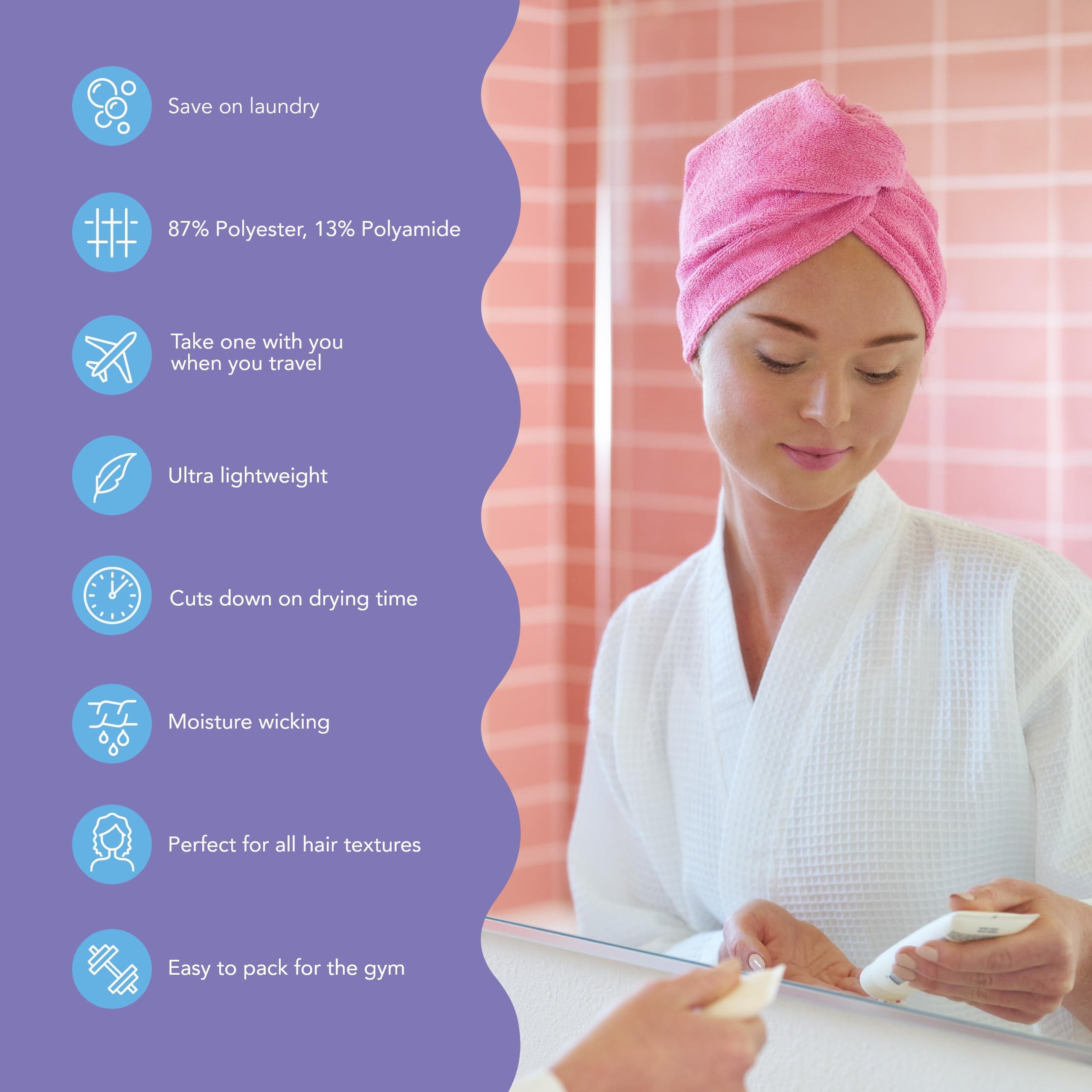 Turbie Twist Turbie Twist 2-Pack Microfiber Hair Towel for Beauty, Travel, Gifting - Hair Wrap Turban for Straight, Wavy & Curly Hair - Premium Hair Care - Dark Pink & Light Pink