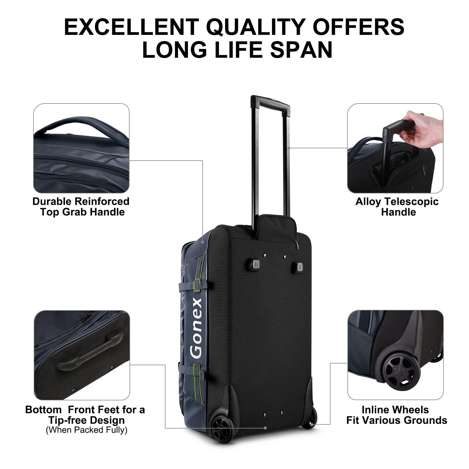 Gonex Gonex Travel Toiletry Bag for Men, Nylon Shaving Dopp Kit Bag, Orange Rolling Duffle Bag with Wheels, 70L Roller Duffel Bag 25 inch,Navy