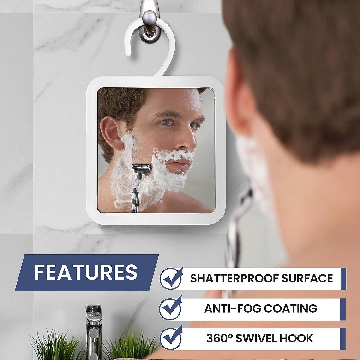 MIRRORVANA MIRRORVANA Hangable Fogless Shower Mirror for Shaving with 360 Swivel Hook for Hanging - Anti Fog and Shatterproof 6.3\" x 6.3\" Surface