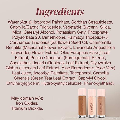 Mineral Fusion Mineral Fusion Full Coverage Foundation, Liquid Foundation - Warm 7- Dark to Tan Complexion w/Orange Undertones, Lightweight Matte Finish, Up to 12 Hr Hydration, Hypoallergenic & Vegan, 1 fl. oz