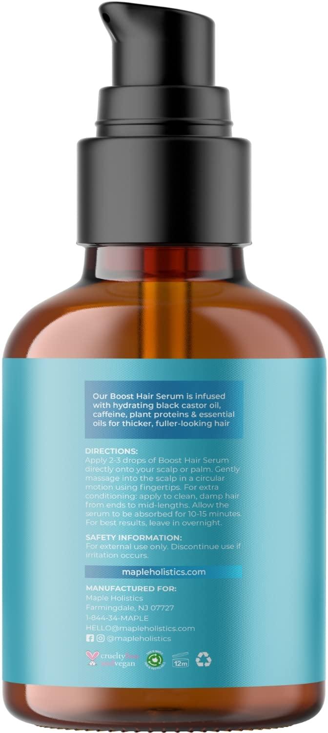 Maple Holistics Hair Growth and Thickening Set for Women and Men - Biotin Infused Shampoo, Conditioner, and Hair Thickening Serum with Castor and Rosemary Oil