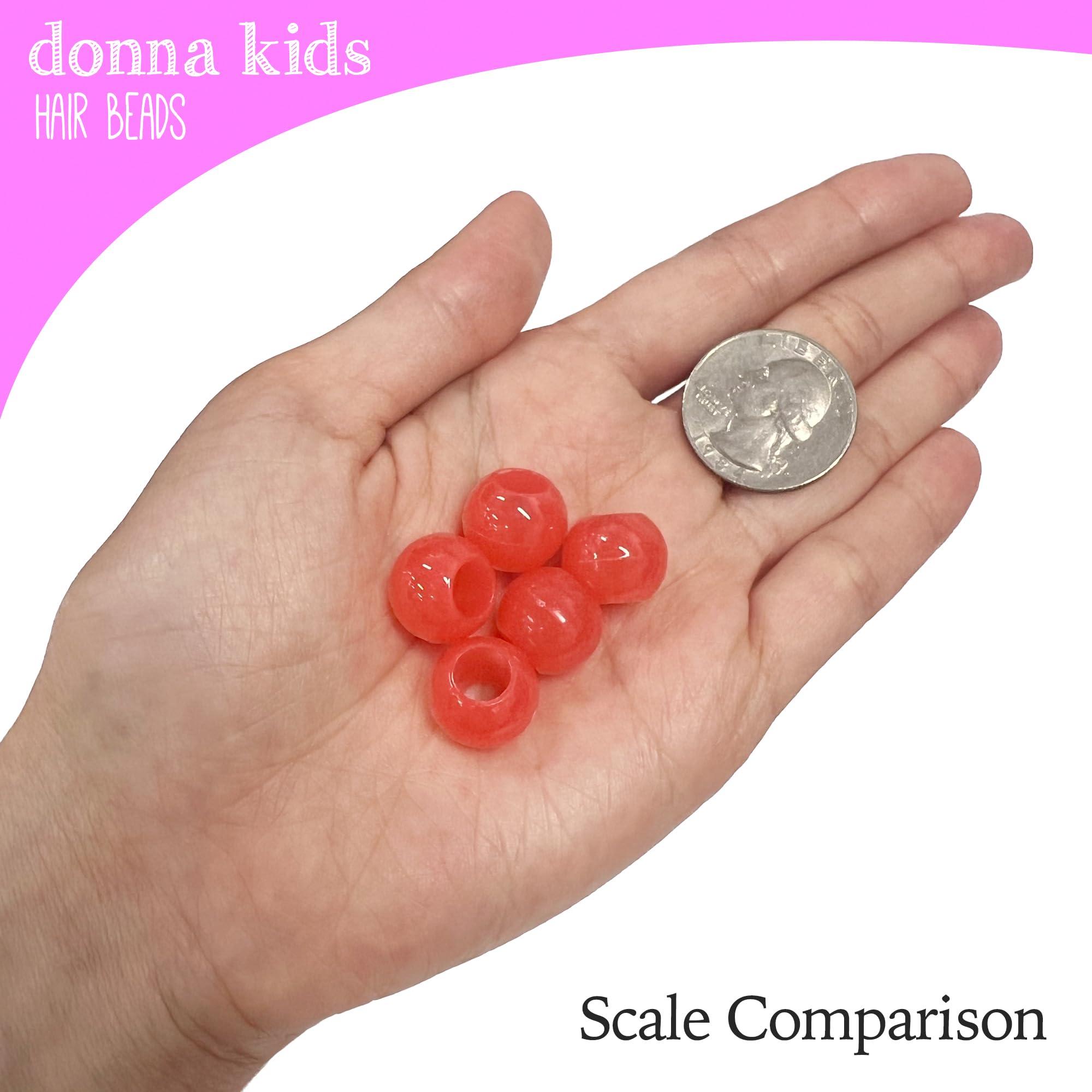 DONNA Donna Hair Beads Kit: 13x11mm Pony Beads, DIY Braiding Plastic Beads, Quick Beader Tool for Kids\' Hair Braids RED