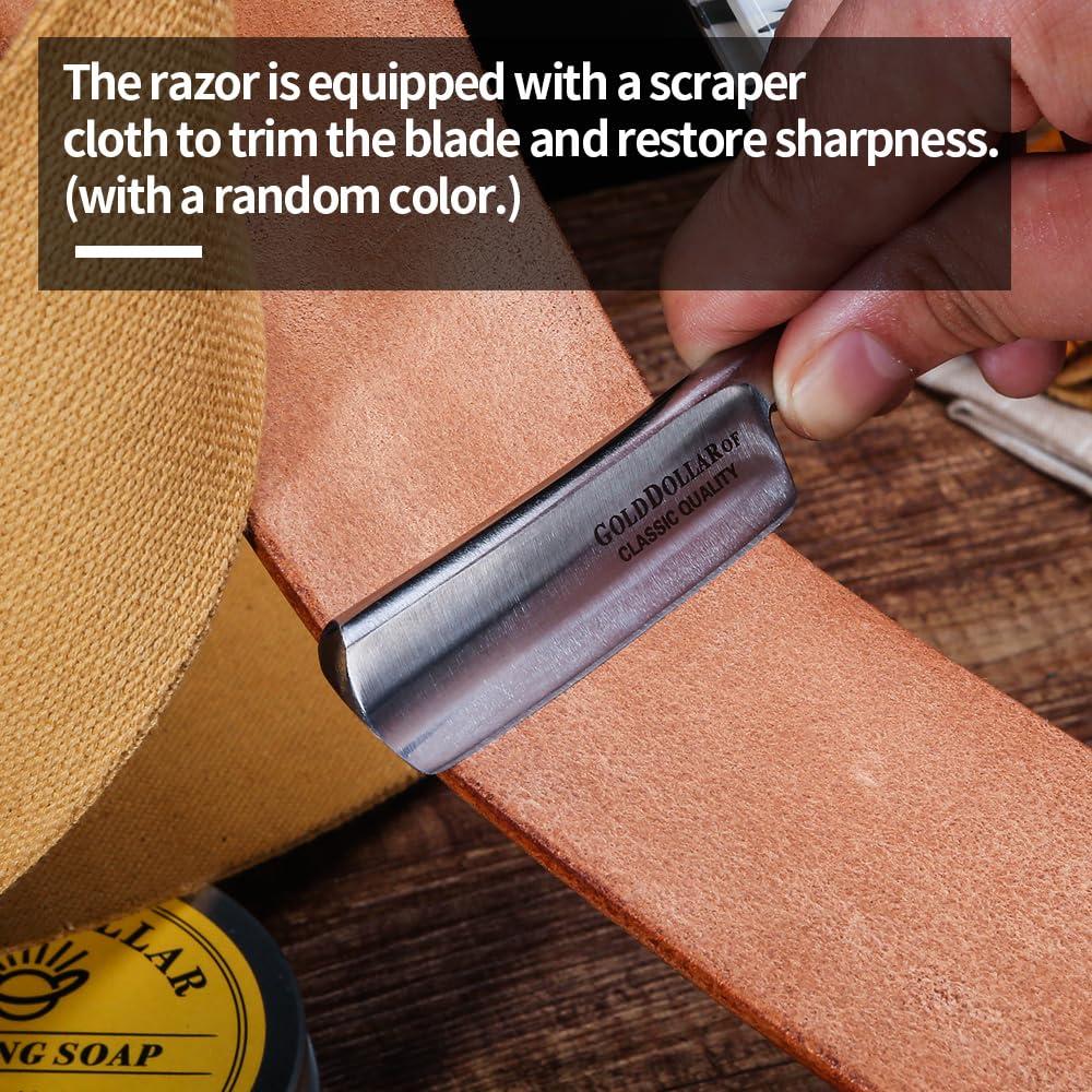 Gold Dollar Gold Dollar Retro Shaving For Men Acrylic Handle Straight Razor Barber Shaving Ready Without Stabilizer Scraper Cloth Kit