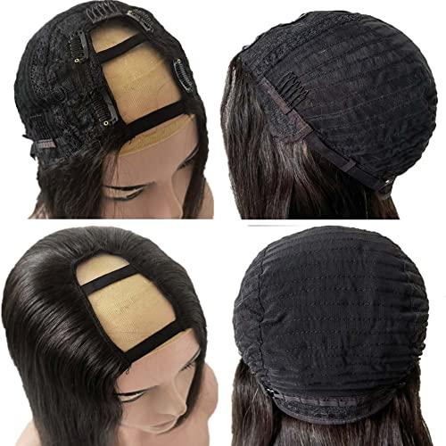 Wig Wig Curly U Part Human Hair Bob Cut Deep Coily Curly upart U Shaped With Clips 180% Density 12in, 6.0 Count