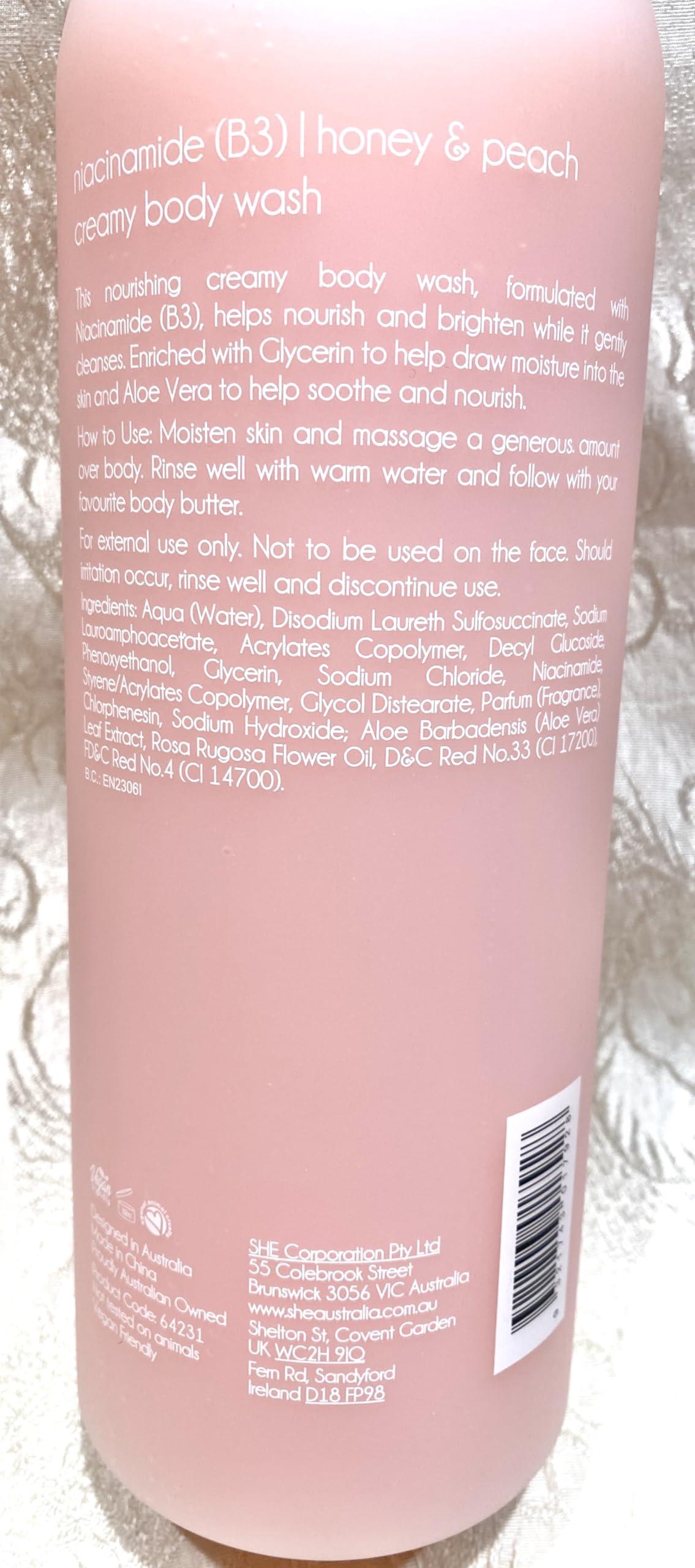 Om She Om She Aromatherapy Creamy Niacinamide B3 HONEY & PEACH Shower Body Wash 33.8 oz