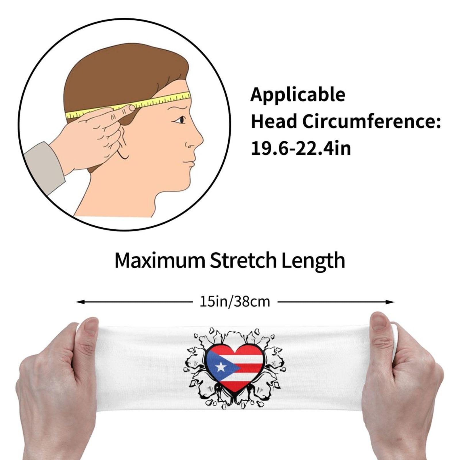 MANQINF Puerto Rico Flag Headbands Non Slip Sweatband Fashion Summer Hair Bands for Tennis,Basketball,Running,Gym,Working Out