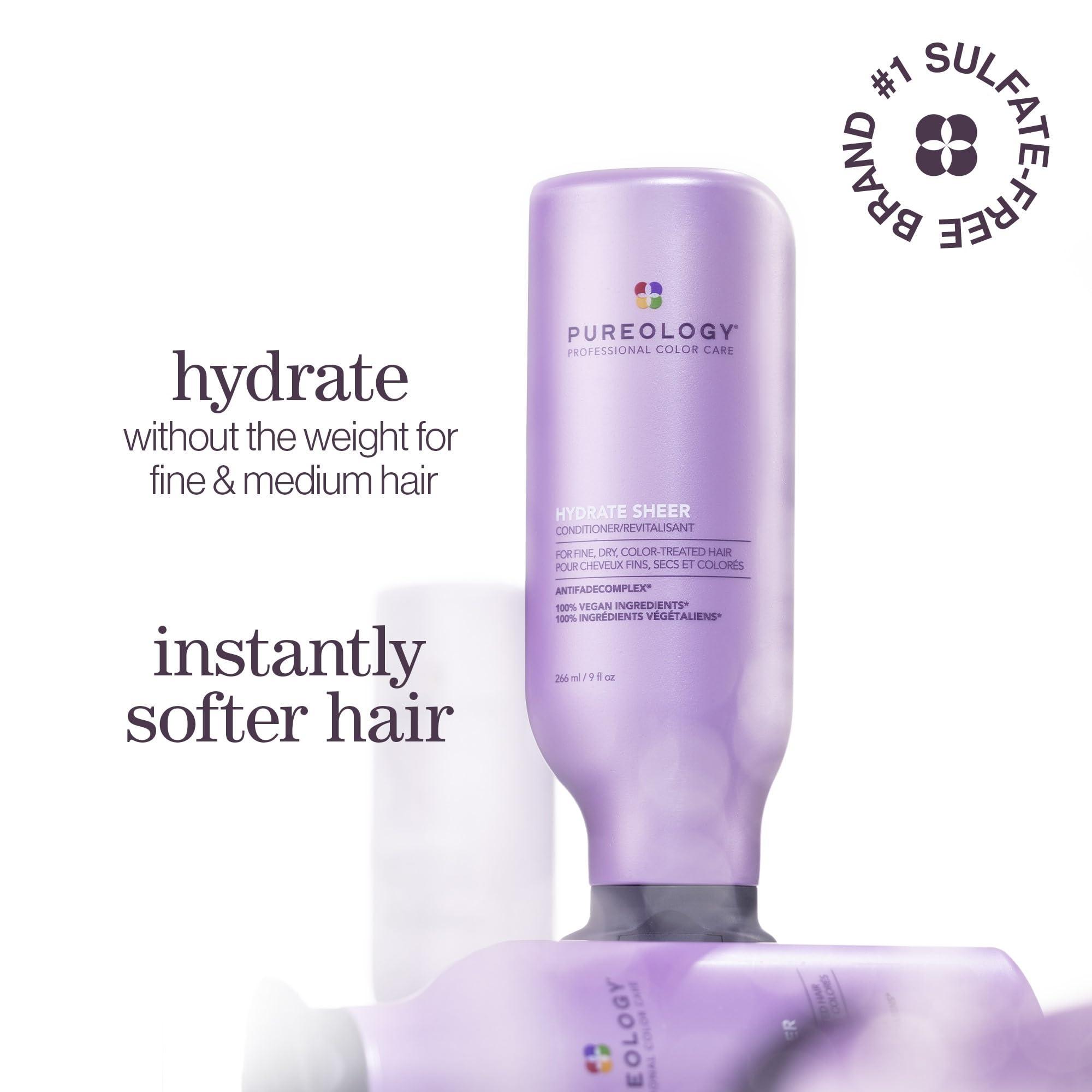 Pureology Pureology Hydrate Sheer Nourishing Shampoo | For Fine, Dry Color Treated Hair | Sulfate-Free | Silicone-Free | Vegan