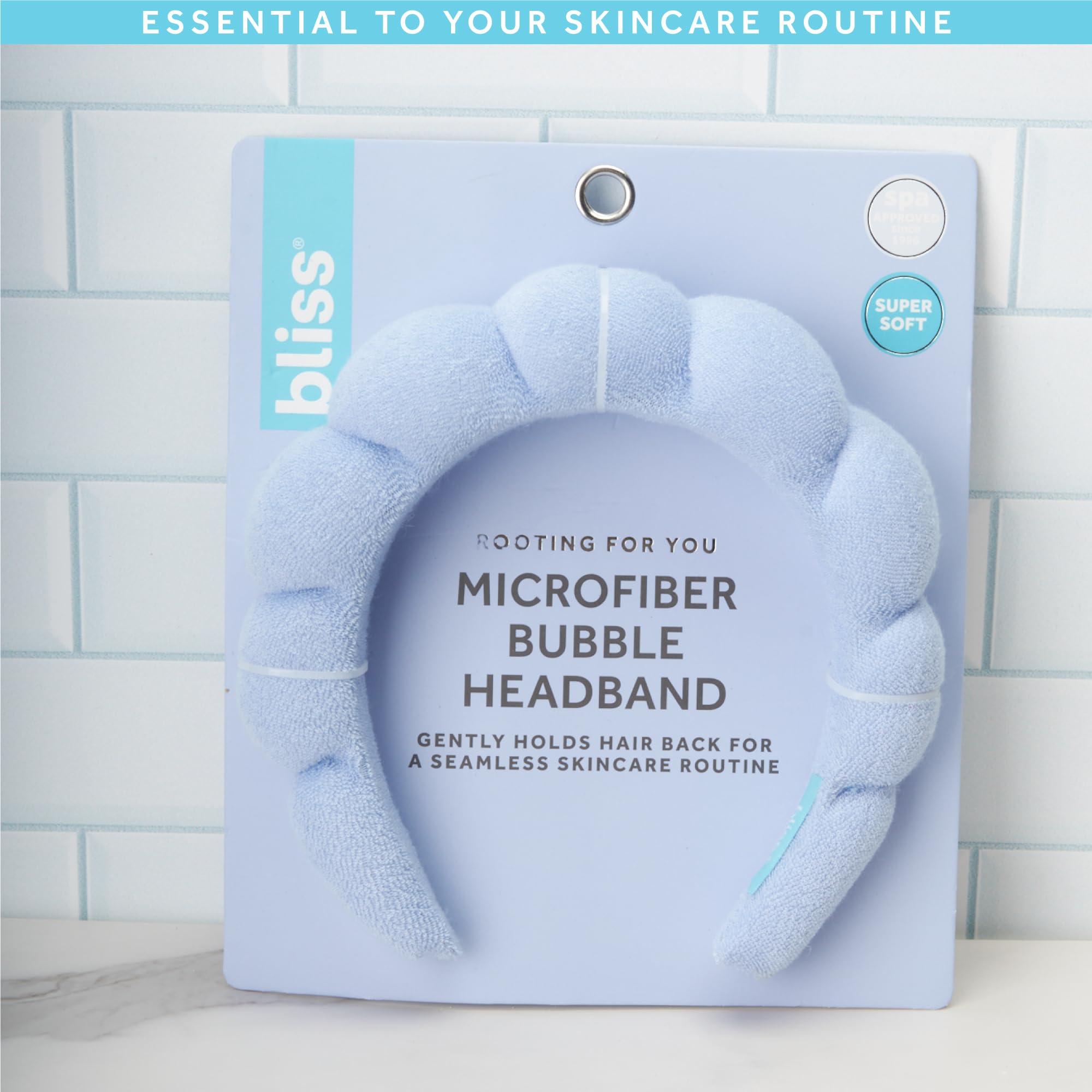 Bliss Bliss Women\'s Spa Headband - 2 Pack Microfiber Makeup Bubble Headband - Puffy Hair Band for Washing Face, Facials, Skincare, Shower, Size, Orange/Purple