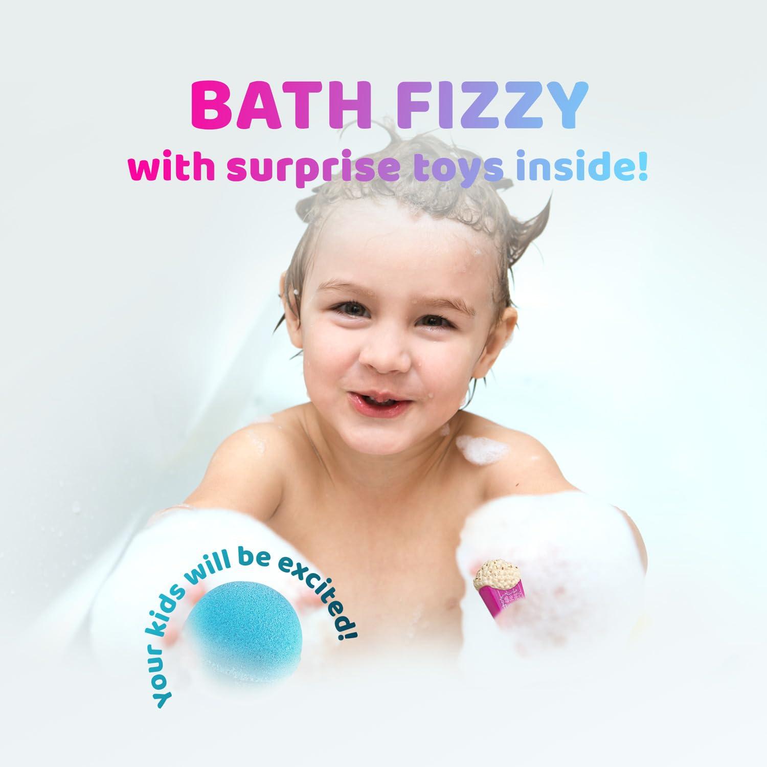 Relaxcation Bath Bombs for Kids Set with Toys Surprise Inside for Kids | Fast Food Toys Surprises Inside - Safe Bath Fizzies for Sensitive Skin and Quality Toys Make Your Kids Happy - Handmade in USA