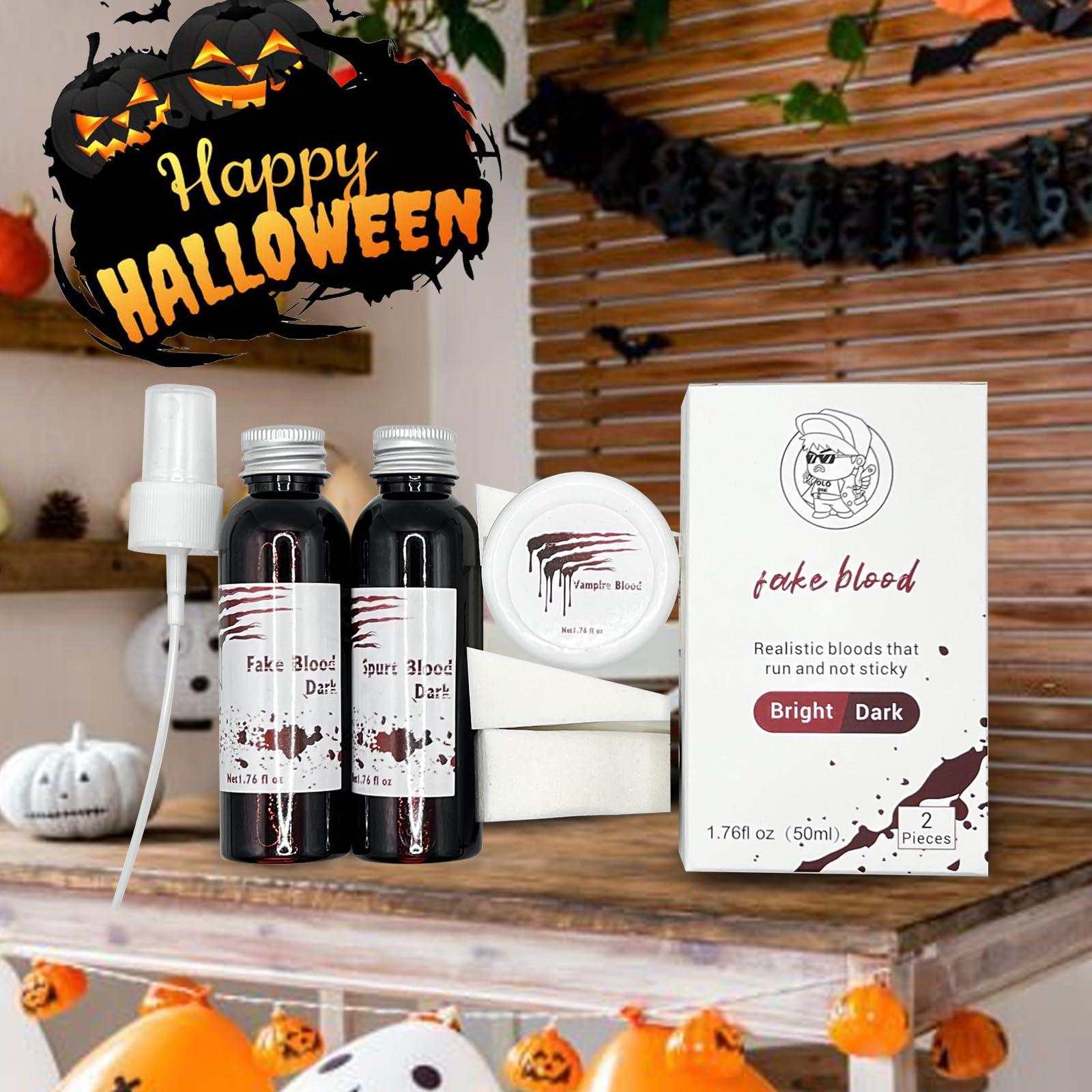 OLO guai OLO guai,NEW-Halloween high-quality zombie prank costume, makeup props, fake blood2PCS fake bloodbright and dark and blood ointment suit gift of makeup sponge and nozzle