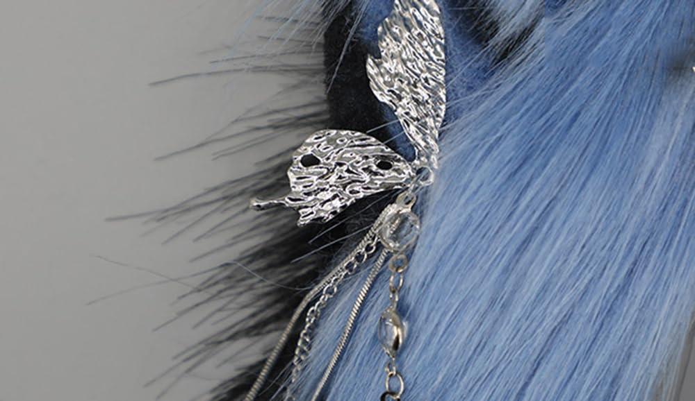 TTYAO REII TTYAO REII Purple Black Fox Cat Wolf Ears Headband Faux Fur Fluffy Animal Ears Head Hoop Exotic Headpiece for Anime Cosplay Party