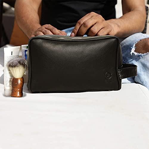 RUSTIC TOWN RUSTIC TOWN Handcrafted Genuine Leather Toiletry Bag Combo - The Best Masculine Travel Gift For Men Women