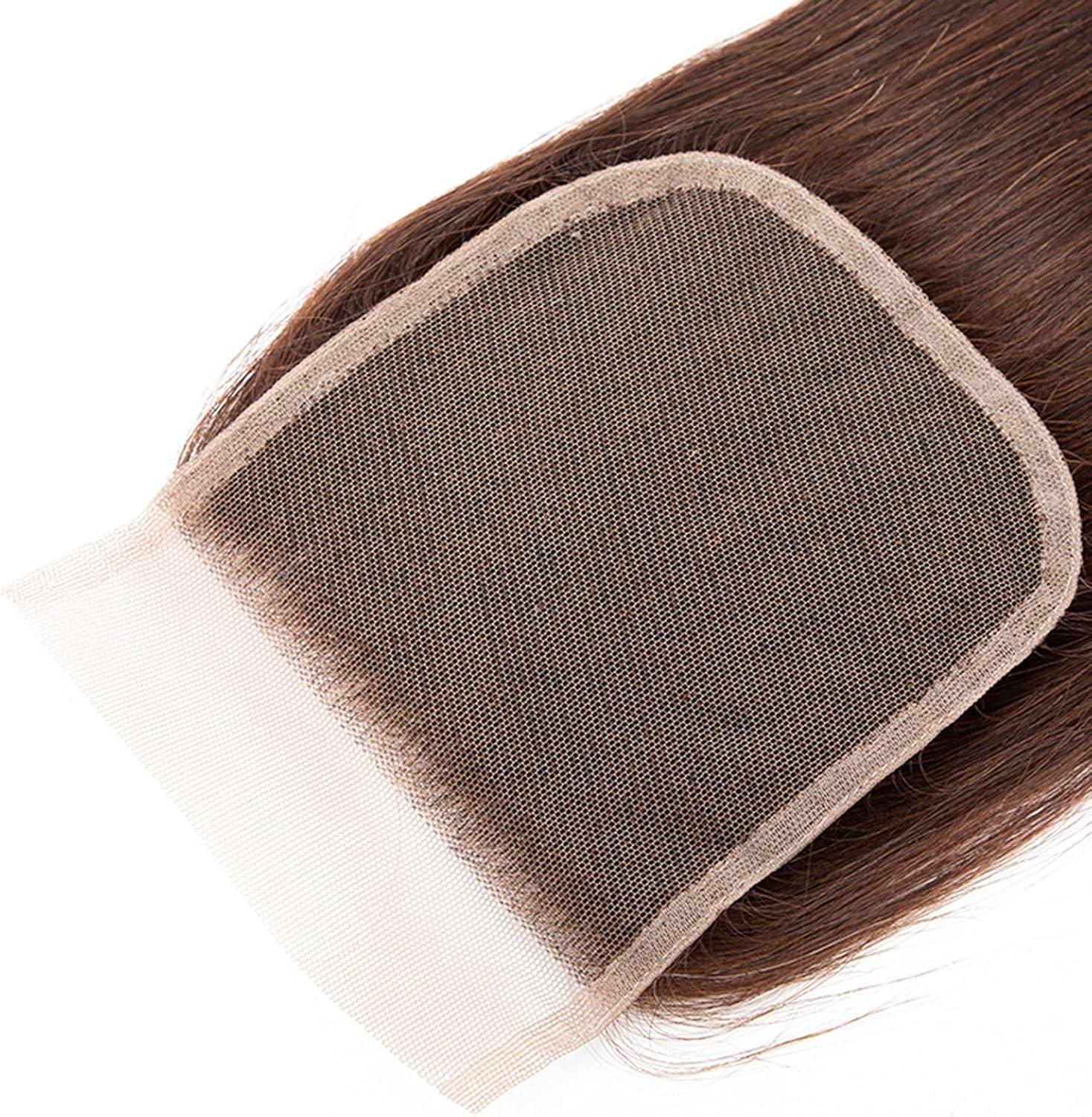 KAFEIER Chocolate Brown 4# Closure 4x4 Free Part Body Wave Closure Brazilian Human Hair Extensions Preplucked Bleached Knots Sew In Weave Virgin Hair Lace Front Closure For Women Wet And Wavy 20 Inch