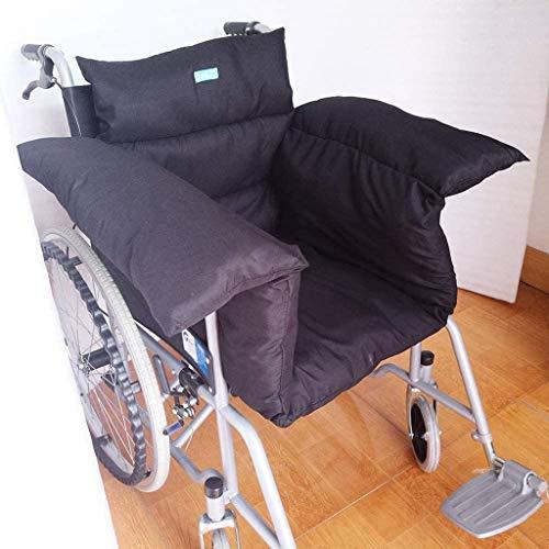 QMZDXH QMZDXH Integrated Wheelchair Cushion with Back Support, Pressure Reducing Wheel Chair Cushion, Washable, Polyester/Cotton Surface Wheelchair Cover Accessories (Black)