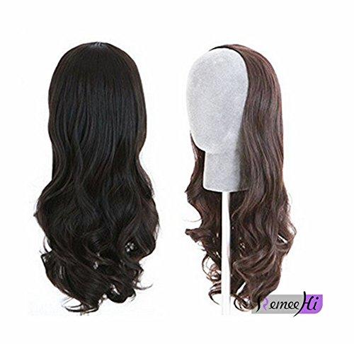 RemeeHi Remeehi 3/4 Half Wig Brazilian Remy Human Hair Wigs Body Wave Clip in None Lace Half Wig(22" 220g 12#)