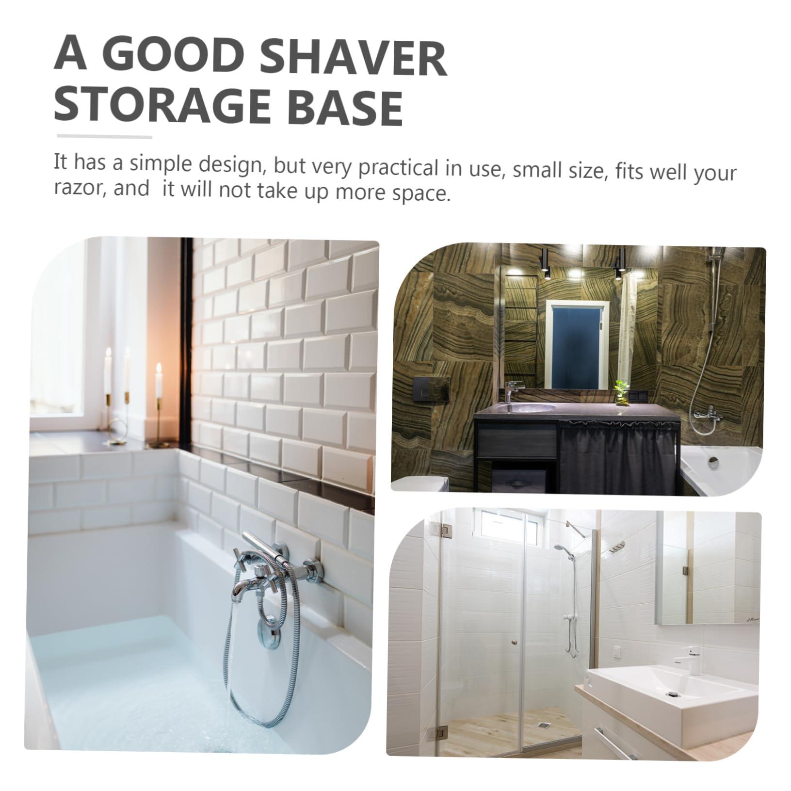 Outanaya Outanaya 4pcs Shaving Brush Stand Shave Brush Stand Razor Brush Holder Bathroom Razor Holder Razors Towel Hook Shelves Adhesive Hooks Bathroom Supply Sundries Storage Holder Abs White