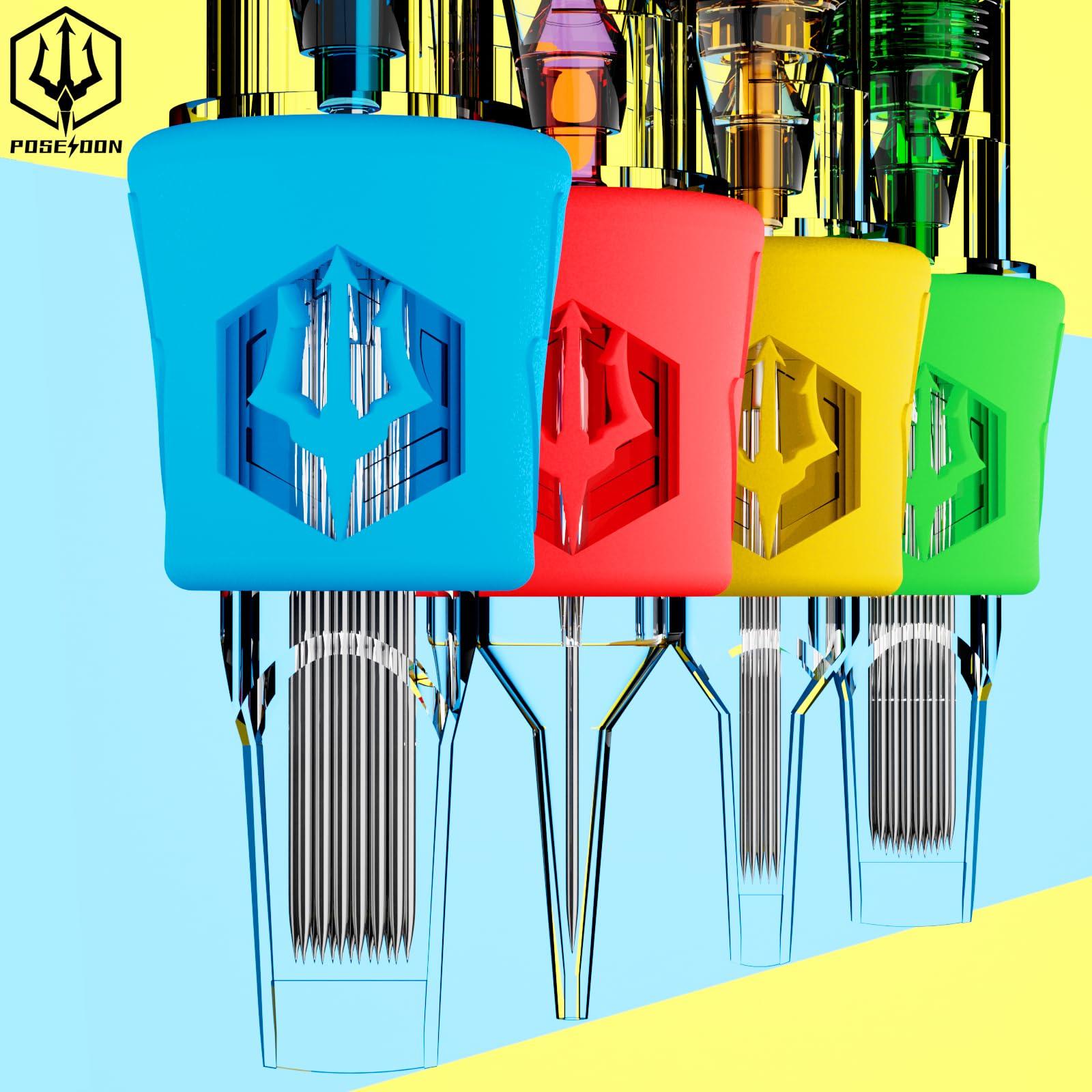 POSEIDON Poseidon 50Pcs Tattoo Cartridge Needles Assorted Mixed Size Round Liner Shader Magnum Curved/Round Mag # 12 Standard 3RL 5RL 7RL 9RL 5RS 7RS 9RS 7RM 9RM 9M1 Disposable Membrane for Tattoo Pen