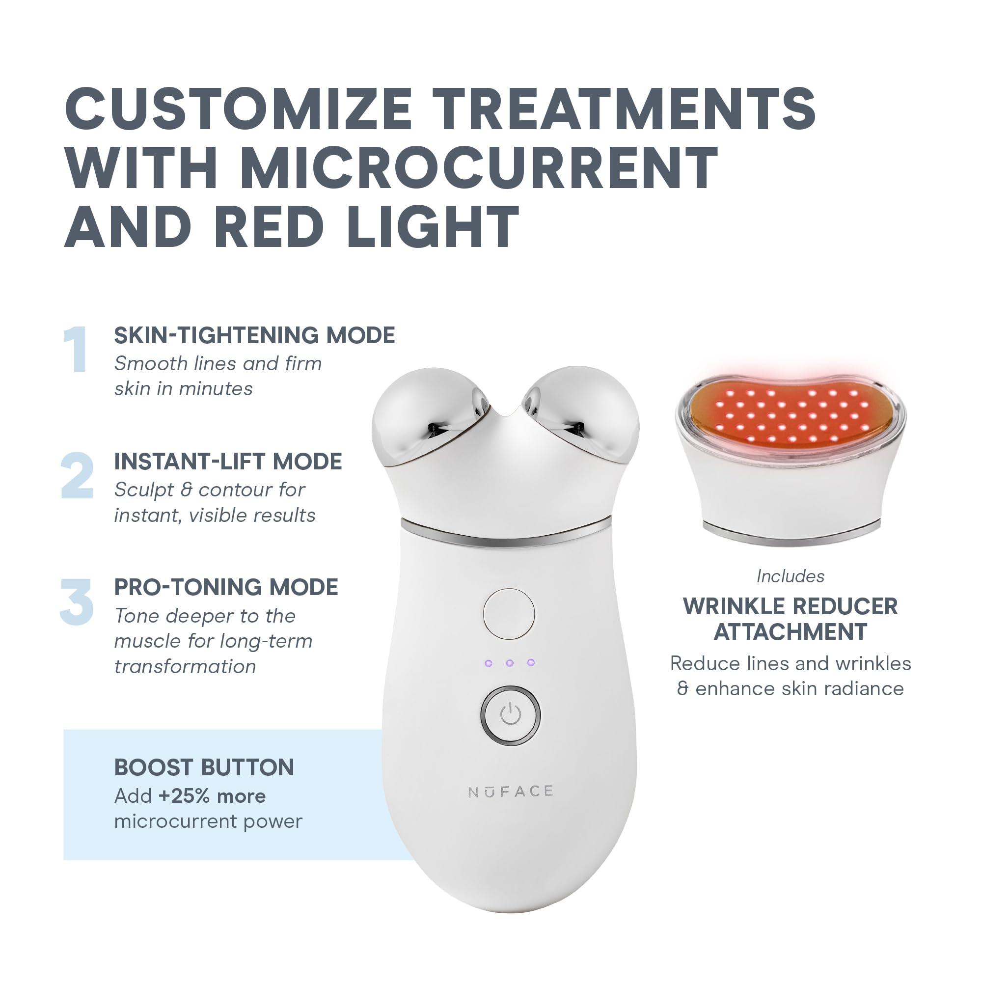 NuFACE NuFACE Trinity+ LED Red Light Wrinkle Reducer Attachment for Microcurrent Facial Device - FDA Cleared at Home 3-Minute Fine Lines and Wrinkles Treatment for Smile Lines, Under Eyes & Forehead