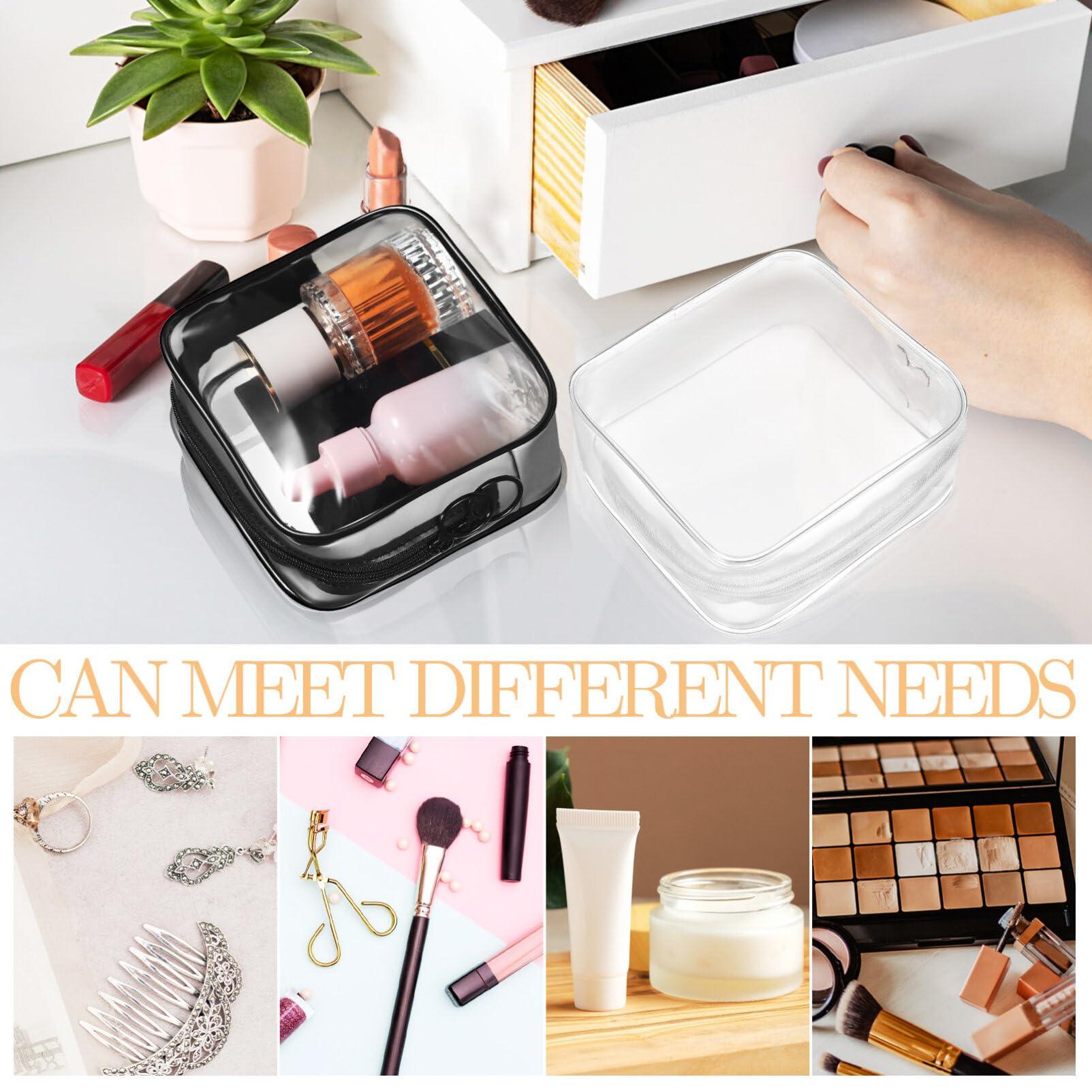 Baluue Baluue Clear Makeup Bags with Zipper, 5\" Travel Cosmetic Bag TSA Approved Square Cosmetic Bag, Clear Makeup Bags Waterproof Pouches Portable Storage Bags for Make Up Toiletry