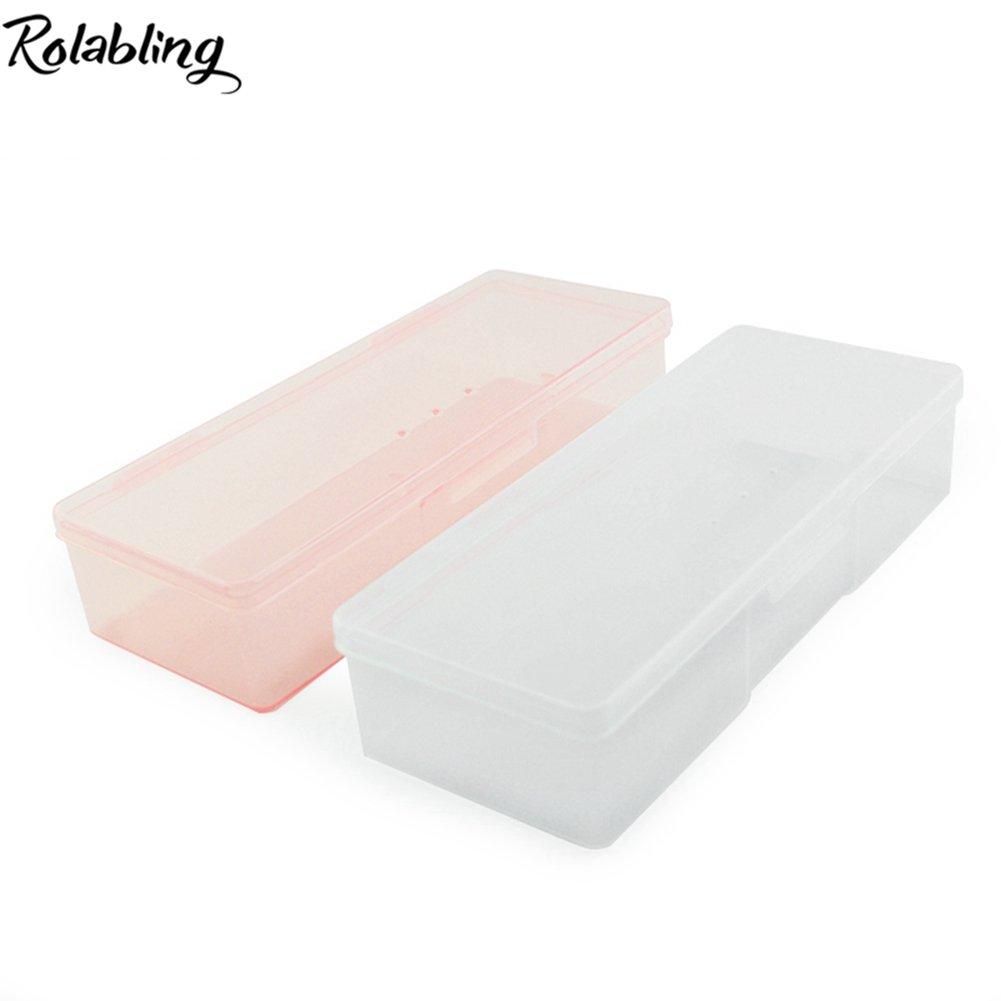 Rolabling Rolabling Transparent Box Storage Case for Nail Art Equipment Manicure Tool Organzing Pedicure Tool Empty Plastic Box (Pink)