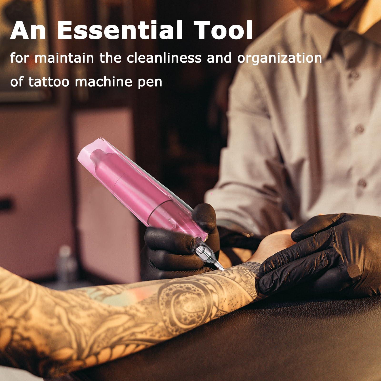 Spreynixu 400Pcs Tattoo Machine Bags, Disposable Tattoo Pen Bags Covers, Tattoo Machine Sleeves Pink Tattoo Gun Covers Bag for Tattoo Artist, 2x7.6 inch