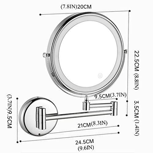 Contrence Wall Mounted Makeup Mirror with Magnification, 8'' HD Double Sided Bathroom Mirror, 360°rotatable, The Stand can be Folded and Unfolded, for Makeup and face Cleansing.-Matte Black||3X