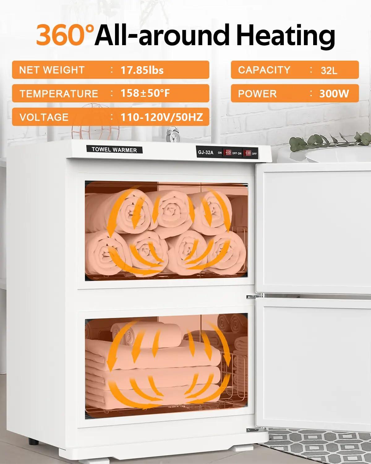 advwin ADVWIN 32L Hot Towel Warmer Cabinet, Towel Warmer for Spa Salon, Professional Large Capacity Towel Double Cabinet for Bathroom, Esthetician (pure white, 32L)