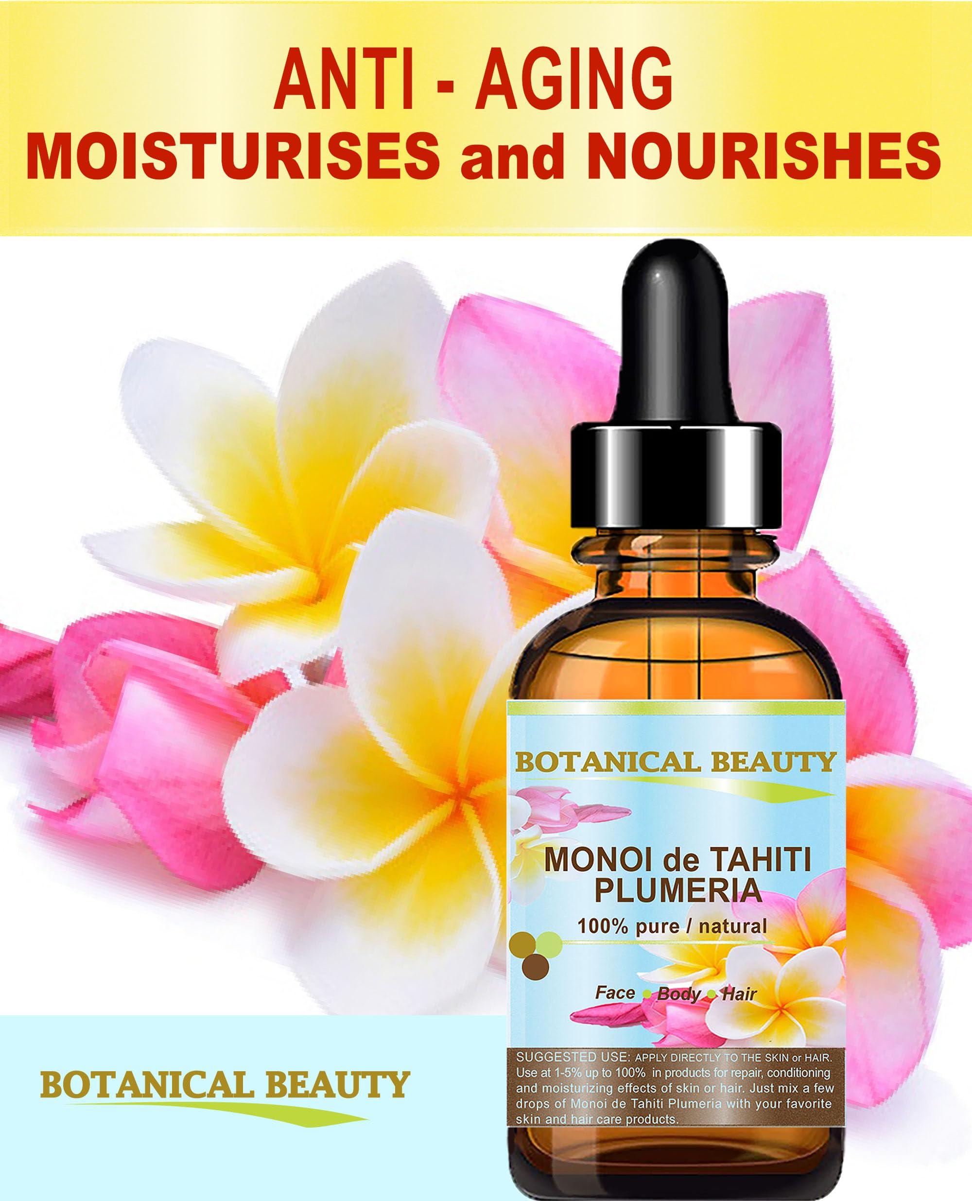 Botanical Beauty Botanical Beauty MONOI DE TAHITI PLUMERIA OIL Pure Natural. 2 Fl. Oz.- 60 ml. for Face, Skin, Hair, Nail Care and Body